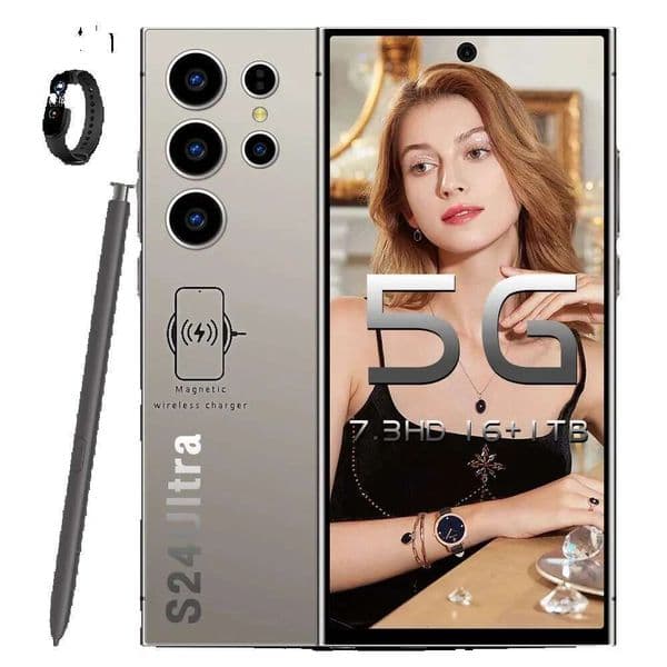 S24 Ultra 16Gb+1Tb Smartphone Cell Phone Dual SIM 5G Phone 7.3Hd+ Display 13Mp+50Mp Camera Android 13 Mobile Fingerprint Face ID Gps1