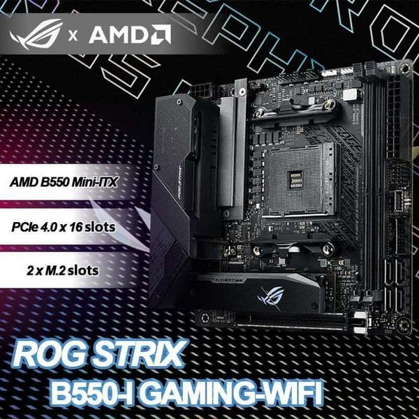ASUS New ROG STRIX B550-I GAMING Wi-Fi 6 Mini ITX B550 2 x DIMM Max. 64GB DDR4 5100(OC) MHz M.2 SATA Desktop Socket AM4 CPU