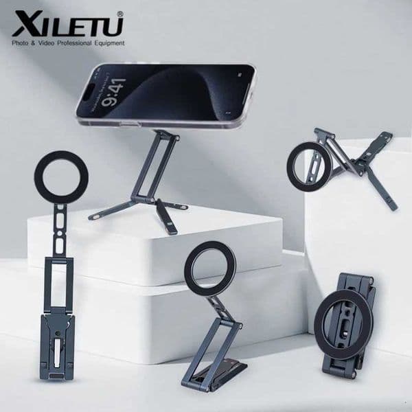 XILETU Magnetic Phone Tripod Stand with Hook Foldable Desktop Holder for iPhone Smartphones Selfie VideoM251118