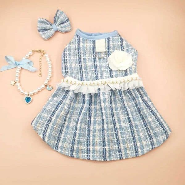 Pet Supplies Cute Puppy Plaid Dress Soft Breathable Cat Bow Pearl Coat Thin Design Pet Windbreaker Autumn Winter C251118