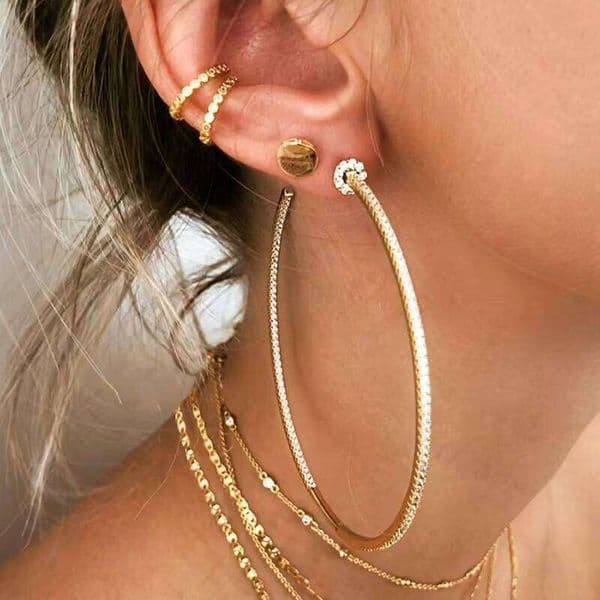 Fashion sterling silver Gold Plated Hip Hop Various Styles moissanite Hoop Earrings