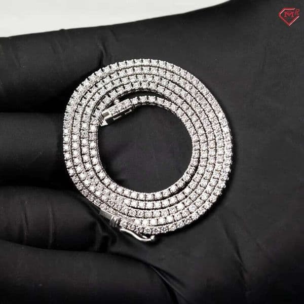 2mm High Quality Iced Out Necklace Sier Plated Rhodium VVS Silicon Stone Tennis Chain