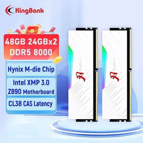 KingBank C38 RGB memoria ram DDR5 RAM Memory DDR5 RAM PC 24GBX2 8000MHz RAM for Desktop gaming computer Hynix M die