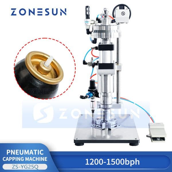 ZONESUN ZS-YG25Q Pneumatic Aerosol Can Sealing Machine Crimper for Spray Paint Aluminum Tin Cosmetic Packaging