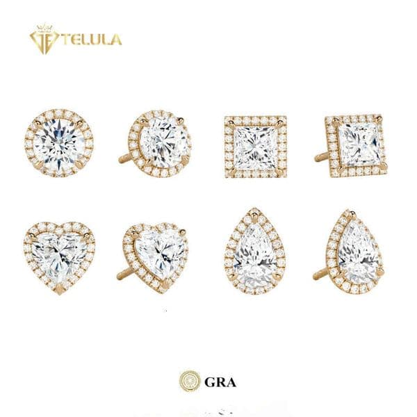 Classic GRA Certified 14k Silicon Stone Earrings Stud Jewelry