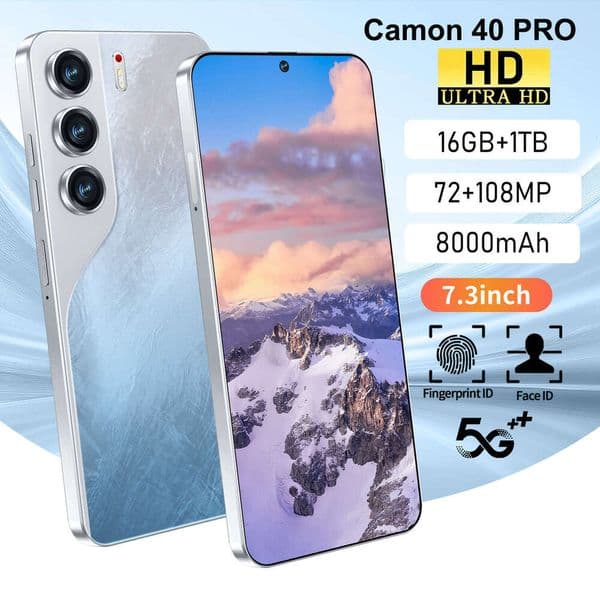 Smartphone Camon40 Pro Manufacturer In Stock 7.3 Inch 16G+1T Android All-In-One Export Dual Card 8000mAh Battery Facial Recognition Function