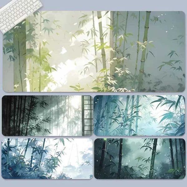 Ink Painting of Bamboo Mousepad Large XXL PU Leather Waterproof Dining Table Desktop Mat Cute Office Game Computer Keyboard PadM251119