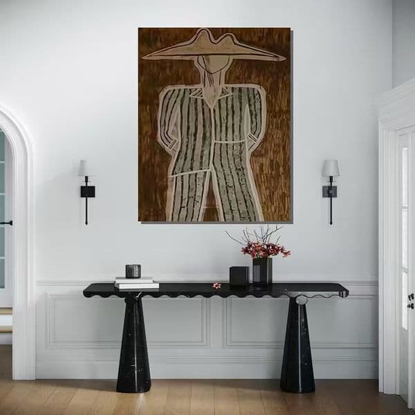 Cool Western Cowboy Wall Art,Modern Abstract Figure Painting, Large Portrait Oil Painting High-End Minimalist Style, Modern Art Picture