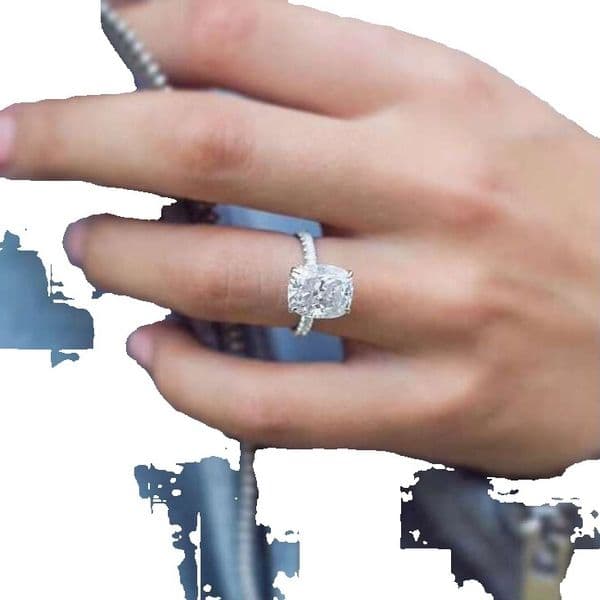 Moissanite with Certificate VVS 5CT Elongated Cushion Engagement Ring 14K White Gold Side Stone Dia Jewelry for Women Shining AAAAA