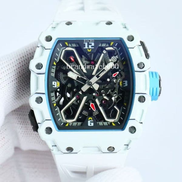 ZY RM35-03 watch features a fully automatic mechanical movement Sapphire mirror NTPT carbon fiber case with a natural rubber strap Designer watches, luxury watches