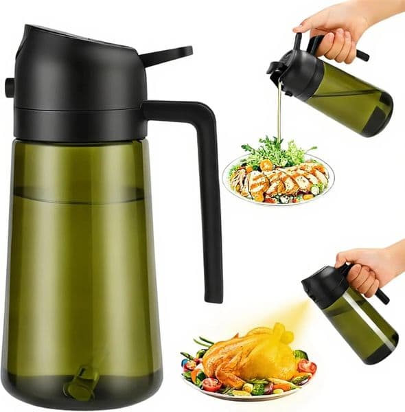 1-4PCS 2-in-1 Olive Oil Dispenser Bottle with Spray and Pour Function Glass Oil Sprayer for Kitchen Cooking BBQ Salad Baking 251114