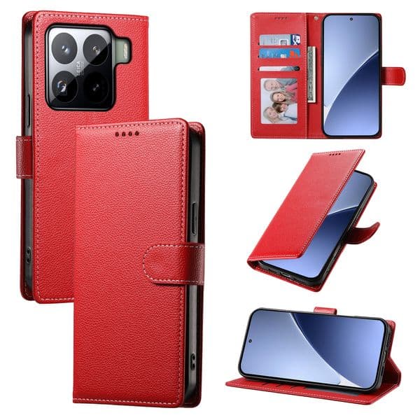 Leather Cases For Xiaomi 17 15T POCO F7 X7 Redmi A5 A4 15C Note 15 14 13 Pro Plus Ultra 4G 5G Wallet Lychee Phone Case With ID Photo Frame Pocket