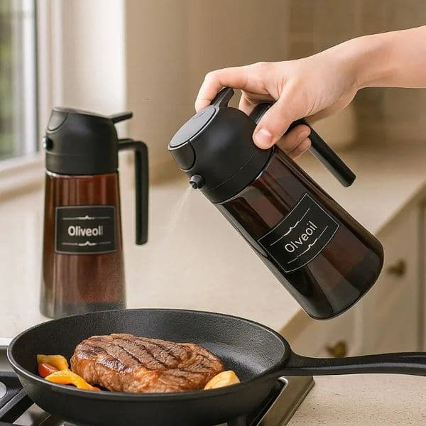 Glass Oil Dispenser 2-in-1 Sprayer - 16oz/470ml Leakproof Olive Oil Sprayer Bottle for Cooking Kitchen BBQ Baking Salad 251114