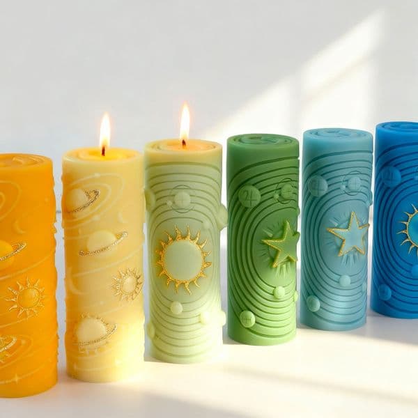 Silicone Mold for Patterned Cylindrical Aromatherapy Candles Star Column Handmade Candle Mold Z260520