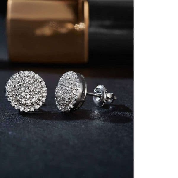 Round Brilliant Flower Iced Out 1.0mm GRA Moissanite Stud Earrings Sier Fine Jewelry for Women's Wedding