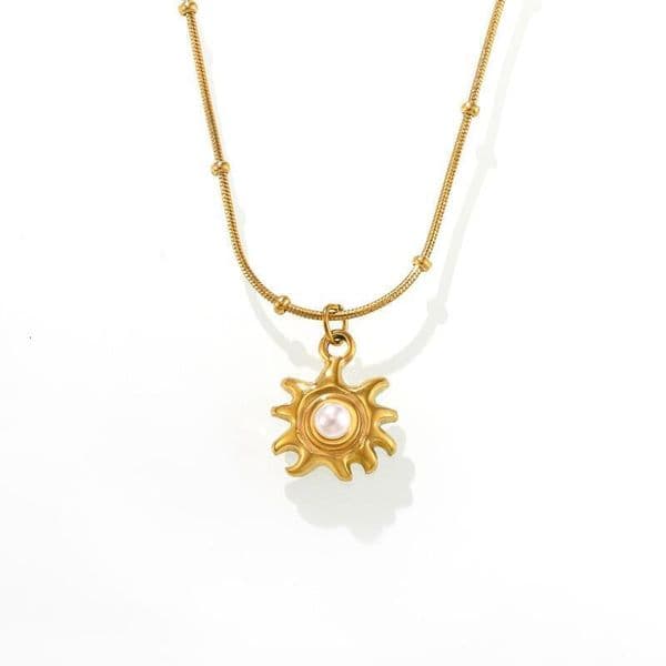Mysterious Suower Bead Clavicular Necklace Stainless Steel Plated True Gold Non fading Jewelry ddmyfriend