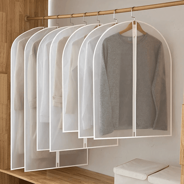 5Pcs/set Dustproof Garment Protector Clothes Hanging Dust Cover Storage Bag with Zipper For Closet Dress Suit Coat
