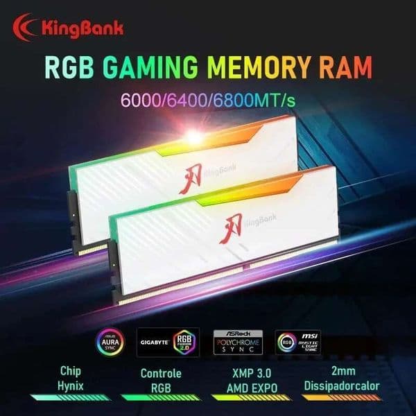KingBank brand series DDR5 RGB RAM Memory PC 16GB 32GB 48GB 48GBx2 64GB 6000/6400/6800/7200MHz RAM for Desktop Hynix Chip