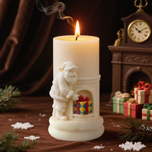 Santa Claus Column Candle Mold DIY Christmas Decorations Plaster Column Ornament Z260520