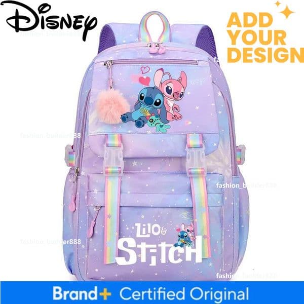 Custom Disney mochila Lilo And Stitch Children School Girls Women Daypack Kids Bags Kawaii Female Large Capacity Backpack