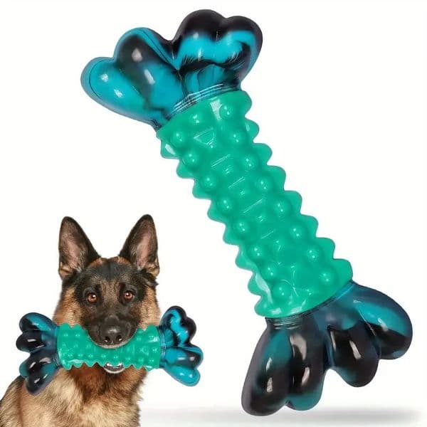 Durable Nylon Bacon Flavored Dog Chew Toy - Indestructible Fan-Shaped Bone n for Aggressive Chewers Medium to Large Breeds 250414BJ