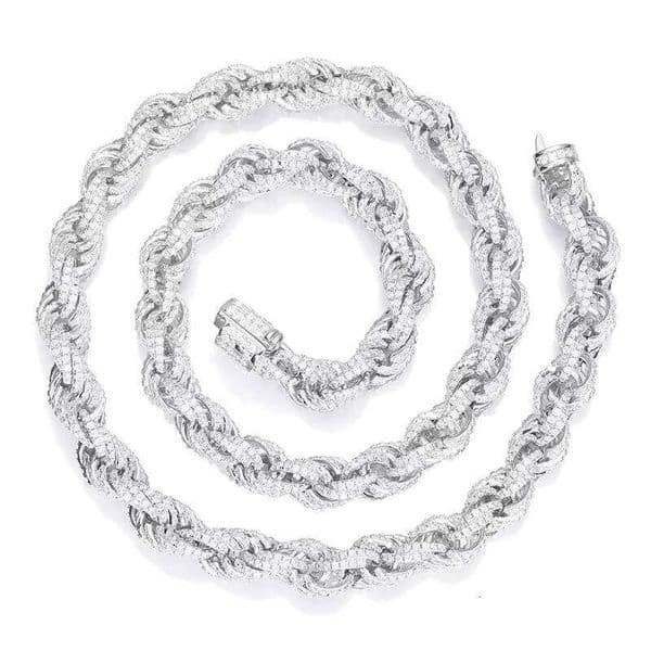 Men's 8mm Iced Cuban Rope Chain S Sier VVS D Colorful Silicon Stone Hip Hop Wedding Gift Necklace Cut Link Religious