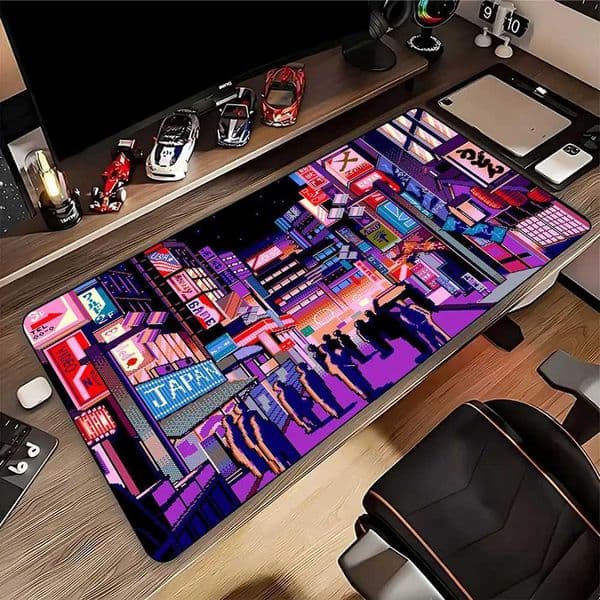 Neon City Mouse Pad Pixel Large Mousepad XXL Mouse Pad Setup Gaming Accessories Company Rubber Mouse Mat Desk Pad MousepadsM251119