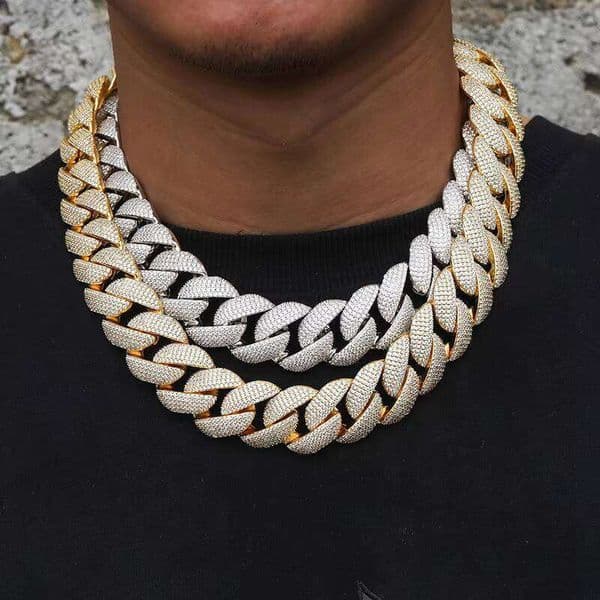 Luxurious Iced-Out Gold-Plated 22mm Hip-Hop 5-Row 5A Straight Pull Cuban Men's Chain Necklace 0c