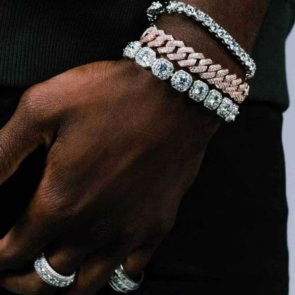Jewelry Men and Women hip-hop moissanite Square Chain Tennis HipHop Sugar Bracelet