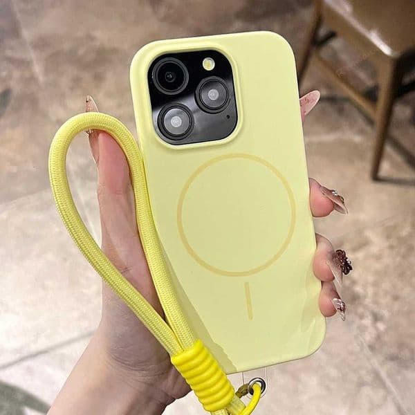 Luxury Wrist Strap Magnetic Phone Case for iPhone 15 14 16 Plus 11 12 13 16 Pro Max 16E Lanyard Soft Silicone Shockproof Cover H251120