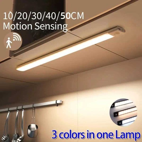 Cabinet Light USB Rechargeable Motion Sensor Led Three Colors In One Lamp For Kitchen Wardrobe Indoor Lighting 10/20/30/40/50cmW251120