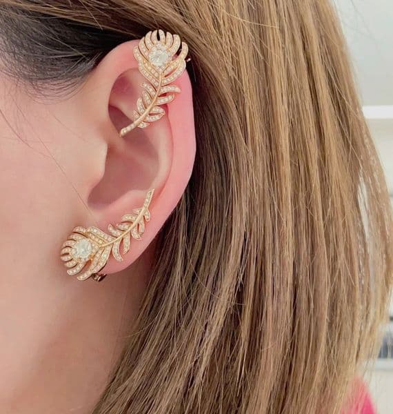 ADITA Designer earrings S size feather earring B0UCHER0N gold plated with crystal for womens earrings Top quality with box anniversary gift 022
