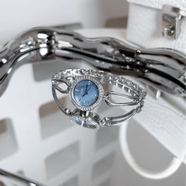 Designer Simple Silver Watch for Women TLXT Luxury Wristwatch for Women Bracelet for Women Small Dial Watch