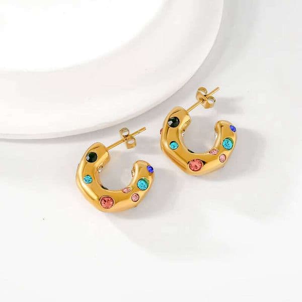 SongYiC Type sterling silver Colorful Shiny Stud Earrings