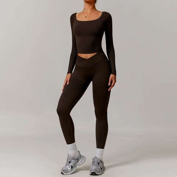 2PCS Suit Quick-Drying Gym Women Tracksuit Workout Long Sleeve Tank Top Shorts Sports Shirt Yoga Set