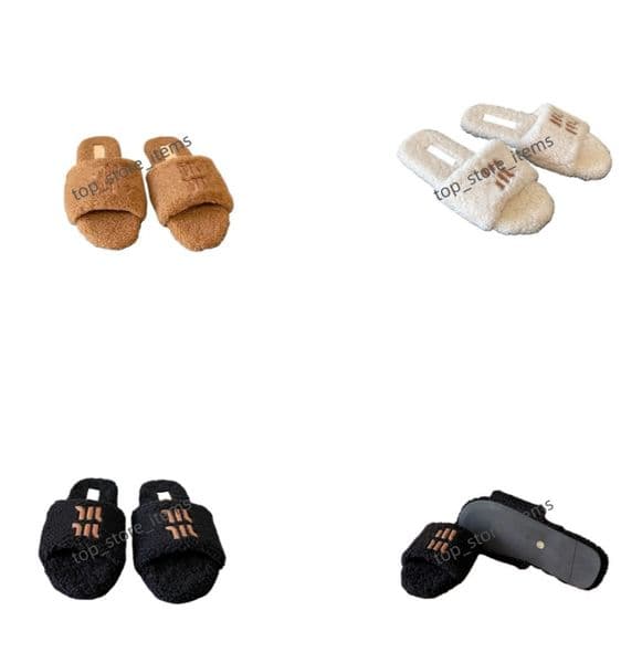 Designer Slippers Women's Casual Fur Sandals Classic Woman Shoes Sheepskin thick soled thermal cotton slippers correct logo Ladies Fluffy Slipper MM11204