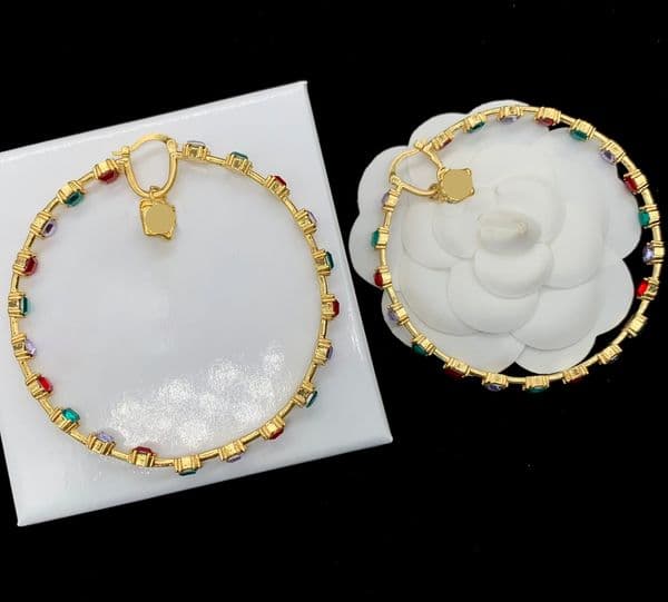 Designer Large Circle Hoop Earring Aretes Orecchini Luxury Colored Crystal Dangle Earrings Eardrop Women Party Wedding High Quality Jewelry Lovers Gift