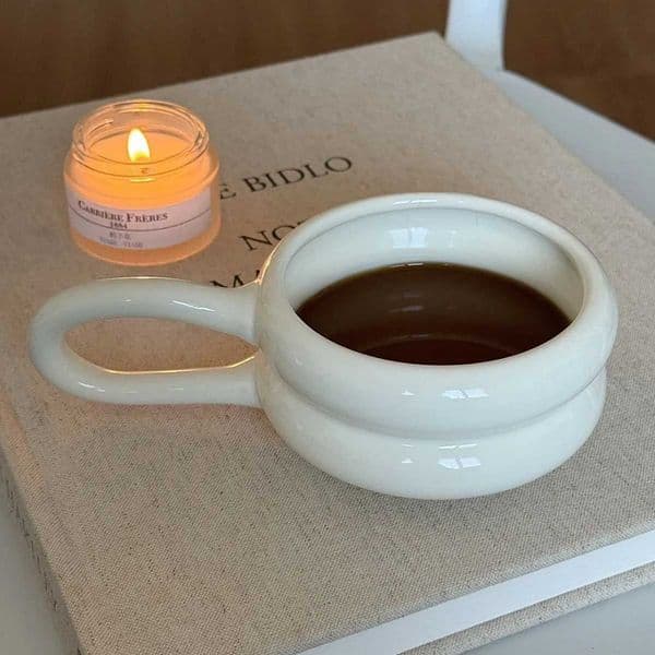 250ml 8oz Chubby Ceramic Mug Nordic Creative Coffee Cup Short Wavy Style Cup Wide Mouth Coffee Mug With Long Handle 1 Piece Y251119