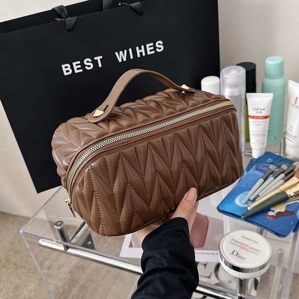 Premium pu Makeup bag High appearance level large capacity fashion travel toiletry bag Hot new solid color cosmetics storage bagT251120