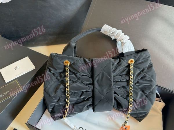 Shoulder Bags 2025 quality Designer Bow bag Luxury Velvet Nylon Lambskin Evening bag 25K 25CC Large capacity Chain Bag Chain bag Clutch bag Crossbody bags11