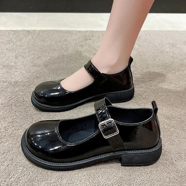 Womens 2024 Spring/Summer/Autumn British Academy Style Low Heel Round Toe Mary Jane Single Shoes with Small Leather Shoes 250418