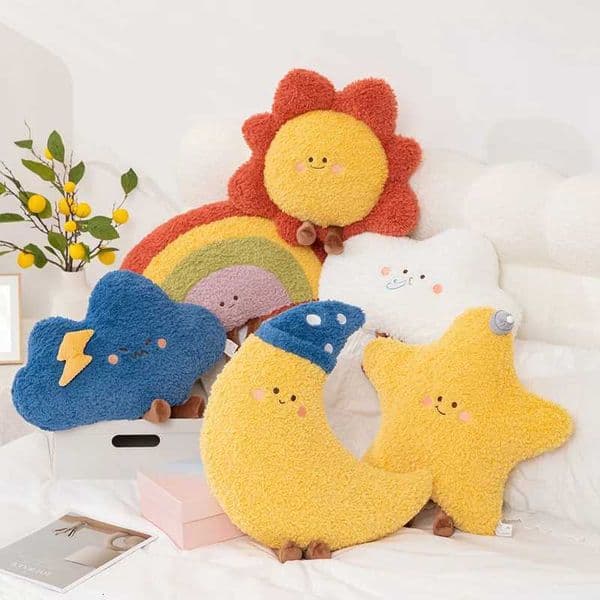 Soft Starry Sky Pillow Cute Rainbow Moon Star Plush Pillow Creative Sun Cloud Pillow Cushion Sleep Companion Pillow Home DecorXJ251120