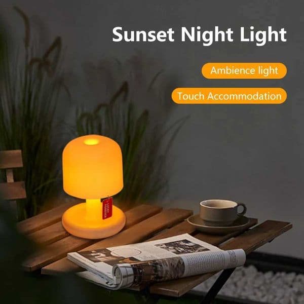 Rechargeable Mushroom Night Light Led Sunset Table Lamp USB Minimalist Desk Bedroom Bar Room Decoration Atmosphere Mood LightW251120