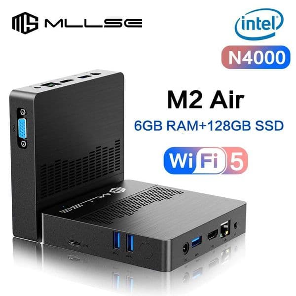MLLSE Mini PC M2 Air Intel Gemini Lake N4000 Windows 11 6GB RAM 128GB ROM Dual-Band WiFi Bluetooth USB Mini Computer