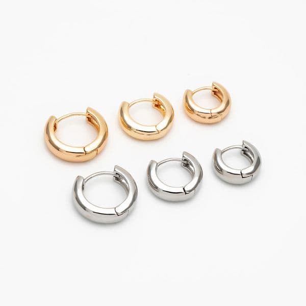10 gold/silver adjustable hoop earrings 14/16/18mm gold-plated/rhodium hugging earrings small hoop earrings GB-1678 250418