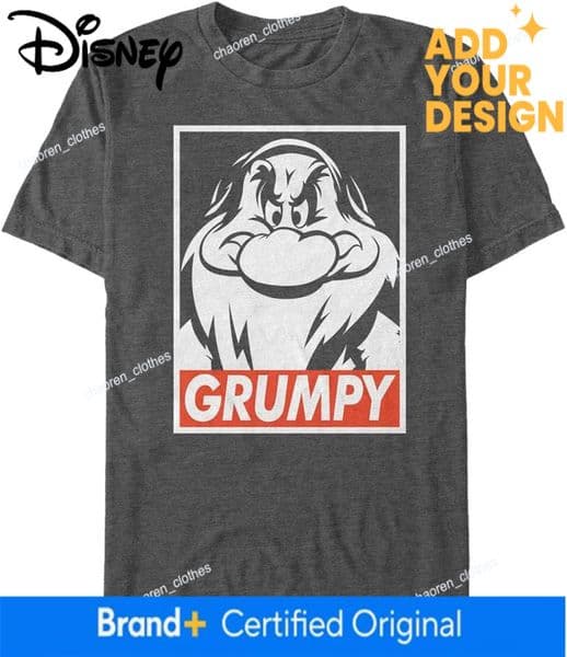Disney custom Mens Snow White and Seven Dwarfs Grumpy Graphic T-Shirt