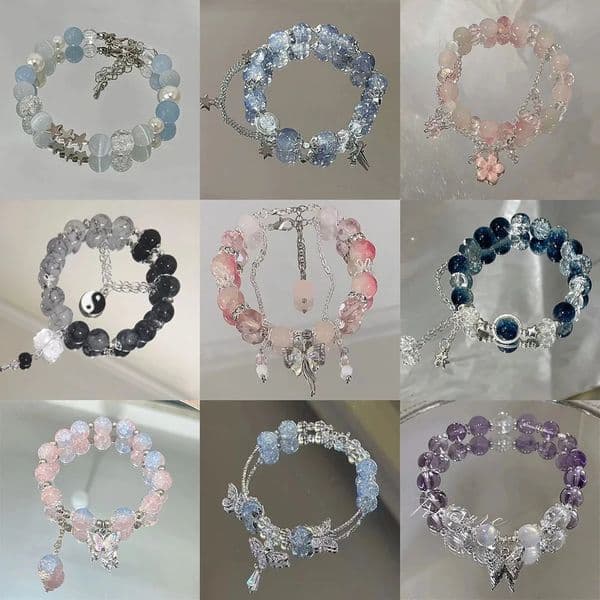 Simple Bead Crystal Bracelet Suitable for Women Korean Girls Flower Feather Tassel 2024 Friend Jewelry Gift 250415