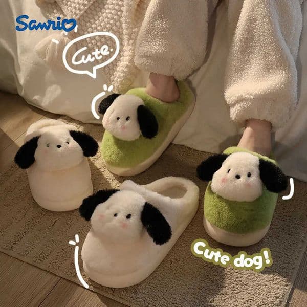 Sanrio Cute Dog Slippers Warm And Comfortable For Indoor Use Anti Slip Plush Cotton Slippers For Home Use Thick Confinement Shoes H251121