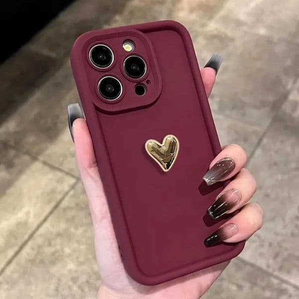 Luxury 3D Gold Heart Silicone Soft Phone Case For iPhone 16 E 15 14 13 12 11 Pro Max XS XR 7 8 Plus Shockproof Candy Matte CoverW251121