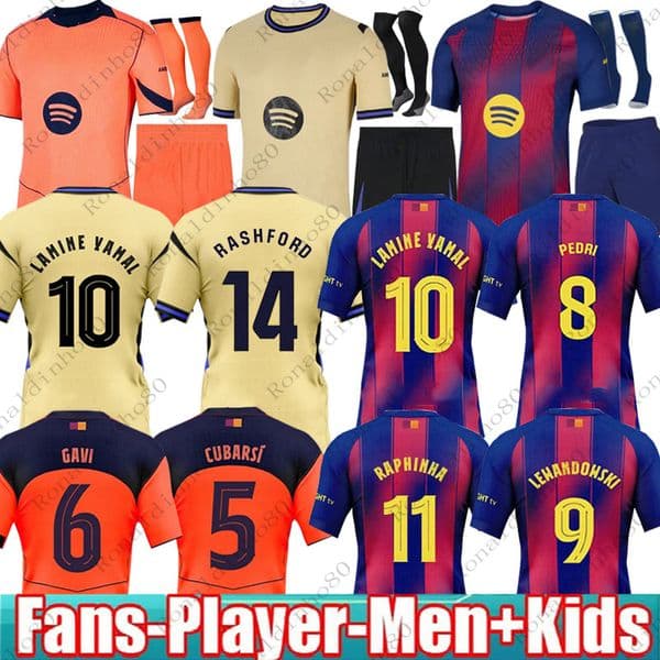 25 26 Barcelone Soccer Jerseys LAMINE YAMAL PEDRI GAVI Football Jersey Fan Player 2025 2026 BarcelonaTracksuit RASHFORD LEWANDOWSKI Home away Men Kids kit